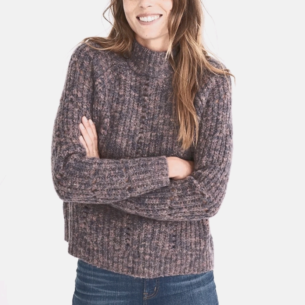 NWT Madewell XS Purple Mockneck Pointelle Sweater